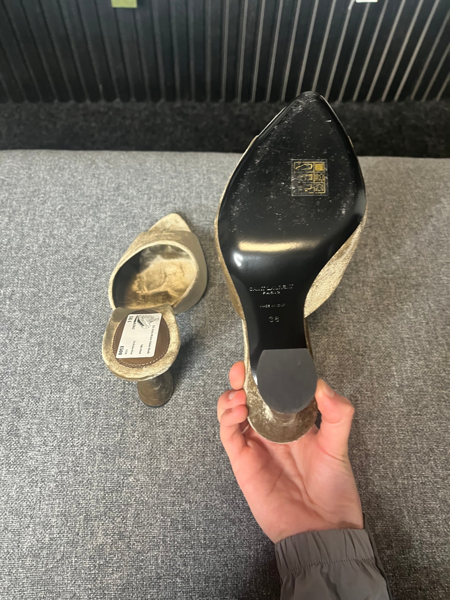 YSL Suite Mules Velvet Heels UK 5 3224