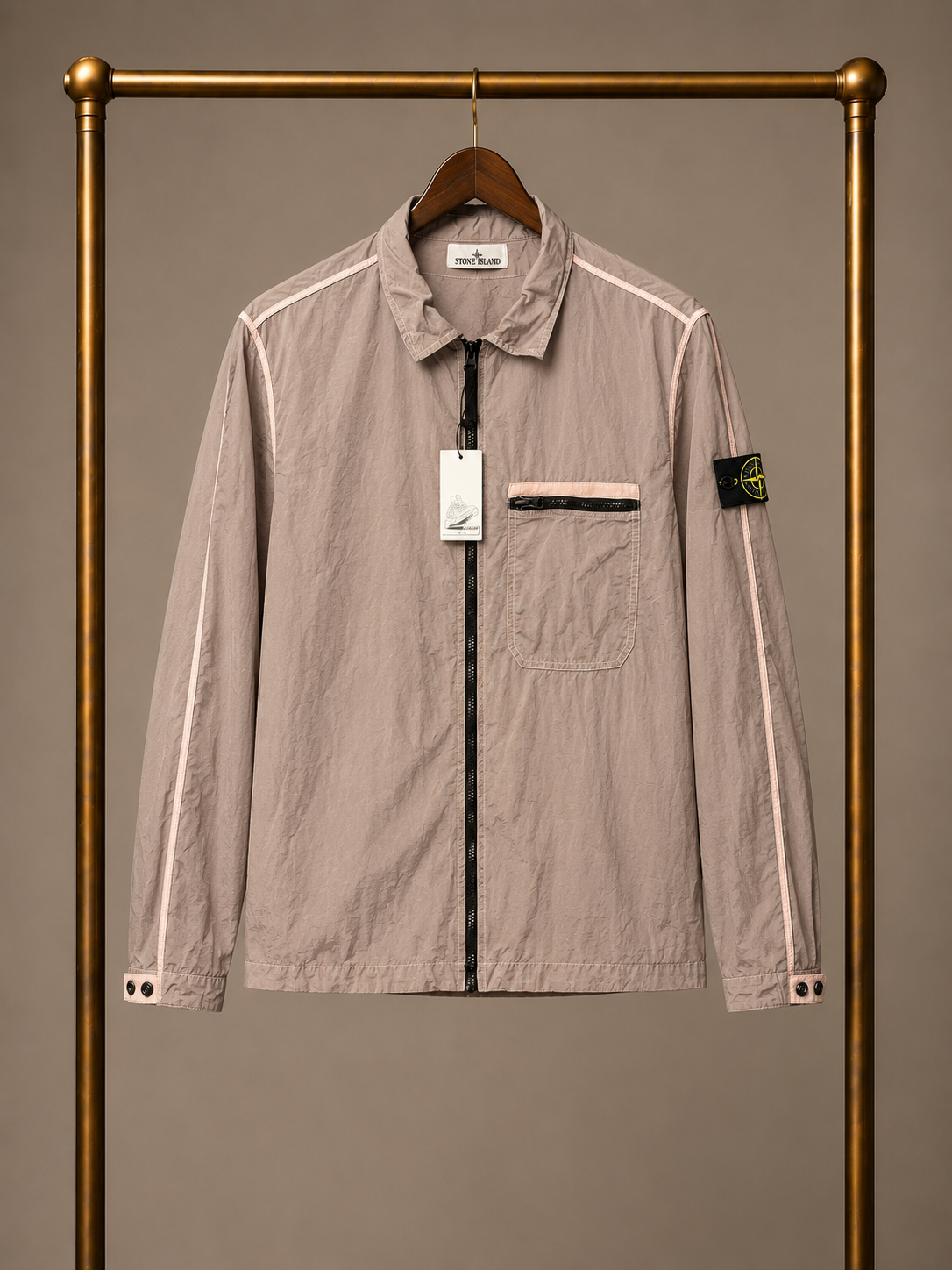 Stone Island Metallic Nylon Overshirt Pink XL 3563