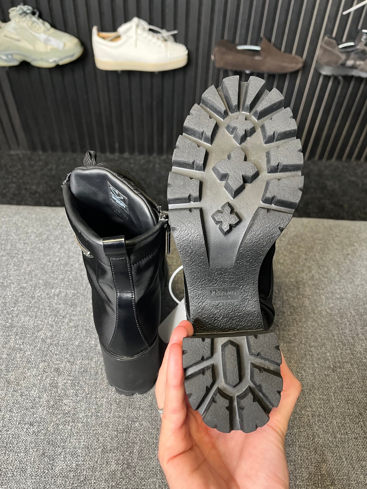 Prada Leather Re-Nylon Boots UK 5.5 2629