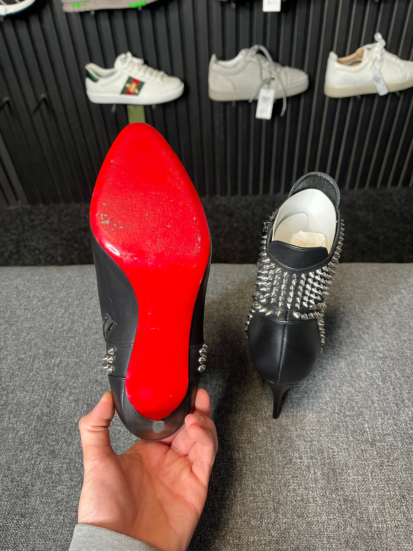 Louboutin Hongroise 85 Black Leather Boots 3283