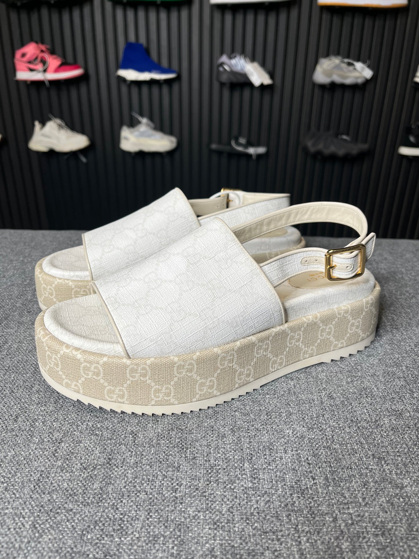 Gucci Beige Platform GG Sandals UK 6 2520